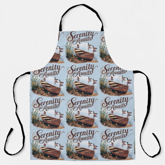 Serene Lake boot met ganzen en wilde bloemen Schort (Voorkant)