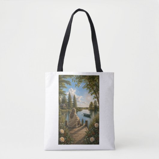 Serene Lakeside Botanical Nature Tote Bag (Devant)