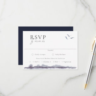 Serene Landscape Waterverf Wedding RSVP Kaartje