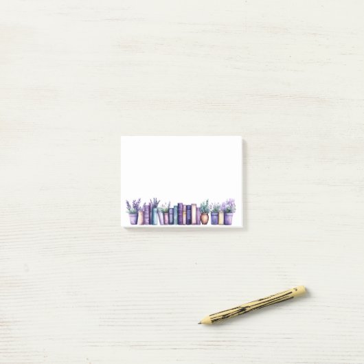 Serene Lavender Library Watercolor Notes (Op bureau)