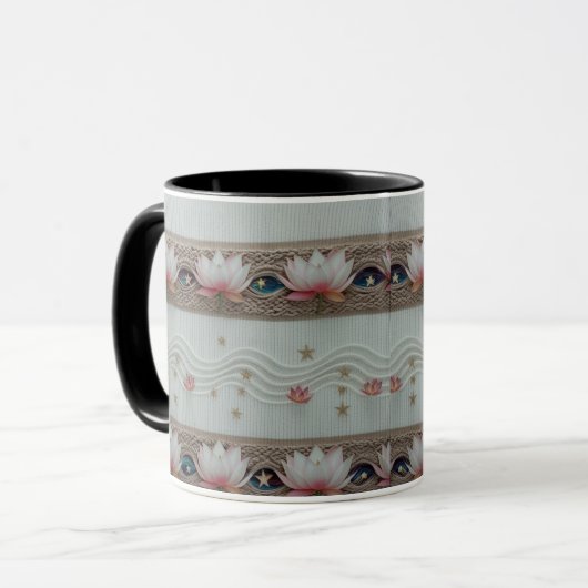 Serene Lotus Eye Floral Knit Combo Coffee Mug Mok (Voorkant links)
