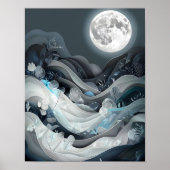 Serene maanverlichte landschap poster (Voorkant)