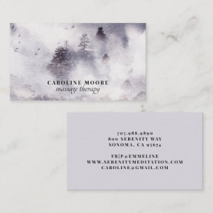 Serene Massage Therapie Mist Bomen Watercolor Visitekaartje