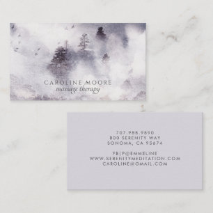 Serene Massage Therapie Mist Bomen Watercolor Visitekaartje