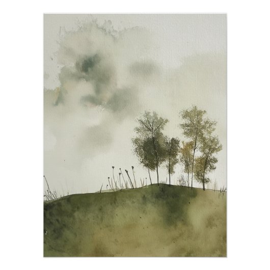 Serene Meadow in Green beroemd gemaakt door PS Nat Perfect Poster (Voorkant)