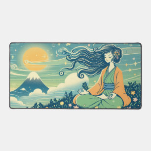Serene Meditatie Desk Mat Anime Girl Mediteren