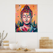 Serene mediterende Boeddha Abstracte kunstwerken Poster (Keuken)