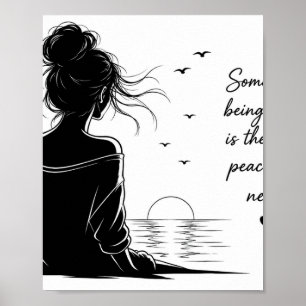 Serene Meisje en Zonsondergang Typografie poster