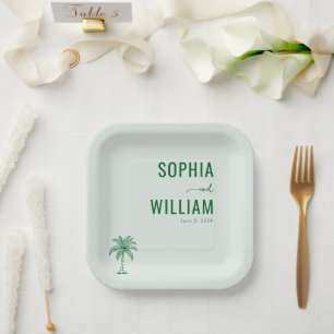 Serene Mint Palm Boom Papieren Bordje