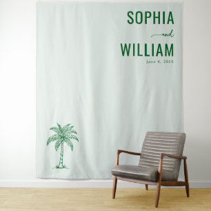 Serene Mint Palm Boom Wandkleed