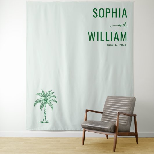 Serene Mint Palm Boom Wandkleed (In situ)