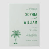 Serene Mint Palm Tree Vellum Uitnodigingen (Voorkant)
