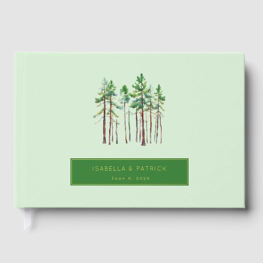 Serene Mint Watercolor Pine Trees (Recto)