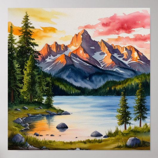 Serene Mountain and Trees poster (Voorkant)