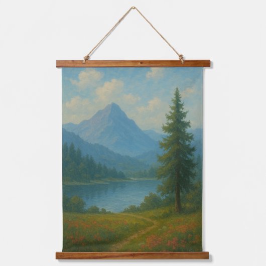 Serene Mountain Lake Landscape Wall Art Hangend Wandkleed (Voorkant)
