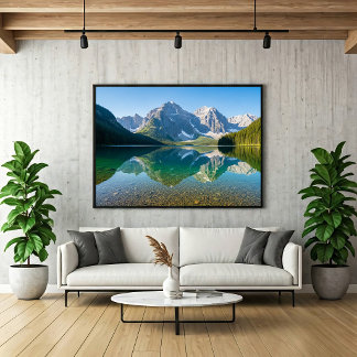 Serene Mountain Lake Reflection Canvas Afdruk