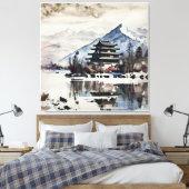 Serene Mountain Pagoda (Winter)  Canvas Afdruk (Insitu (Slaapkamer))