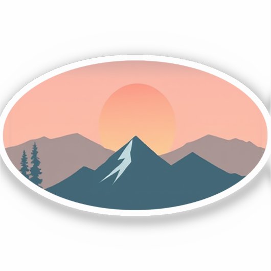 Serene Mountain Sunset Sticker (Voorkant)
