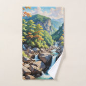 Serene Mountain Waterval Landschap Bad Handdoek (Handdoek)