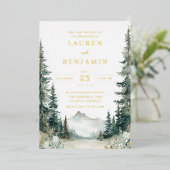 Serene Mountain Wedding Folie Uitnodiging (Staand Voorkant)