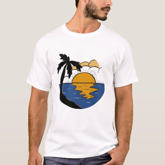Serene Nature Escape T-Shirt – Sun, Tree & River M (Voorkant)