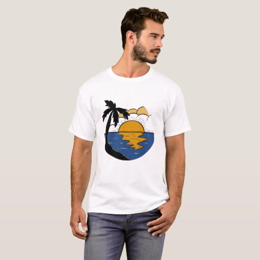Serene Nature Escape T-Shirt – Sun, Tree & River M (Voorkant volledig)