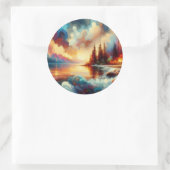 Serene Natuur: handgemaakte kunst Ronde Sticker (Tas)