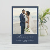 Serene Navy Beach Photo Bedankkaart (Staand voorkant)