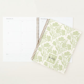 Serene Neutrale Bloemen Met Initialen Planner