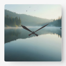 Serene Nevelige Bosmeer Ochtendreflectie
