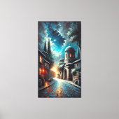 Serene Night Refuge - een schilderachtige stedelij Canvas Afdruk (Voorkant)