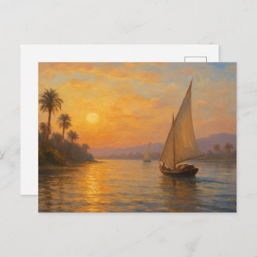Serene Nile Journey Golden Egyptian Briefkaart (Voorkant / Achterkant)