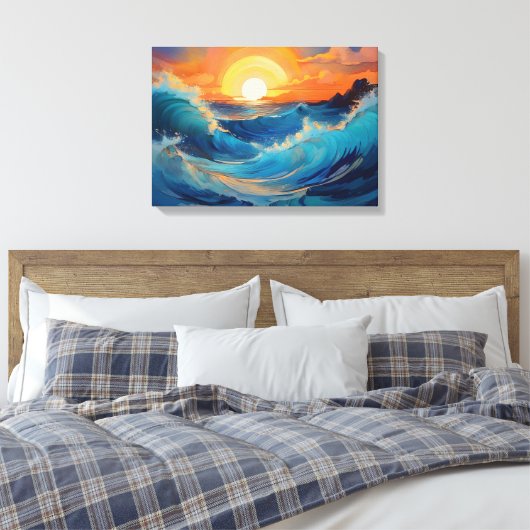 Serene oceaangolven bij zonsopgang canvas afdruk (Insitu (Slaapkamer))