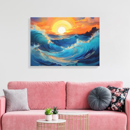 Serene oceaangolven bij zonsopgang canvas afdruk (Insitu (Woonkamer))