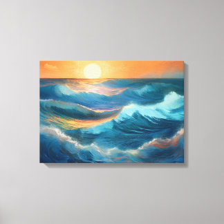 Serene oceaangolven bij zonsopgang canvas afdruk