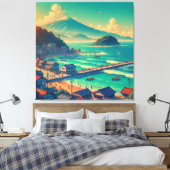 Serene oevers van Fuji Canvas Afdruk (Insitu (Slaapkamer))