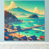 Serene oevers van Fuji Canvas Afdruk (Insitu (Houten vloer))