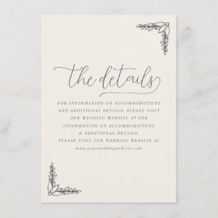 Serene Off-White Botanische Elegantie Informatiekaartje
