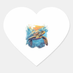 Serene Onderwater Schildpad Kopie Hart Sticker