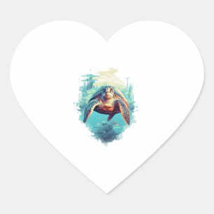Serene Onderwater Schildpad Kopie Kopie Hart Sticker