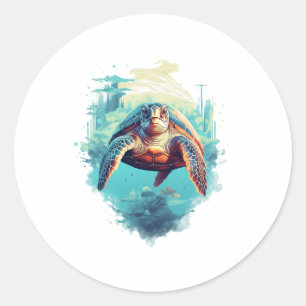 Serene Onderwater Schildpad Kopie Kopie Ronde Sticker