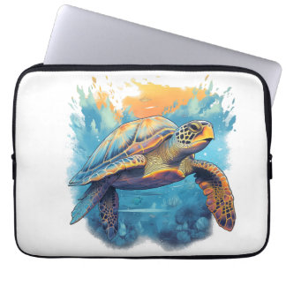Serene Onderwater Schildpad Laptop Sleeve