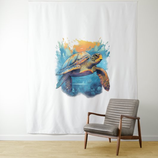 Serene onderwaterschildpad wandkleed (In situ)