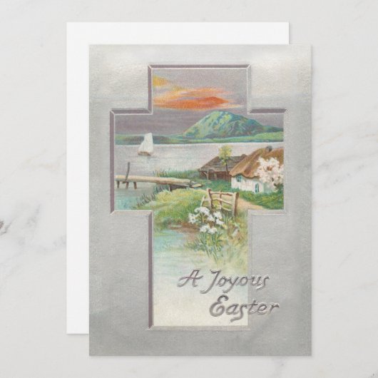  serene paaslandschap feestdagenkaart (Voorkant / Achterkant)
