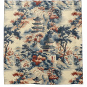 Serene pagodes in een bergachtig landschap douchegordijn (Voorkant)