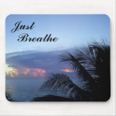 Serene Palm Tree Ocean Sunrise Just Breathe Muismat (Voorkant)