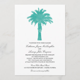 Serene Palm Tree Waterverf Bruiloft Kaart