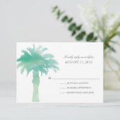 Serene Palm Tree Waterverf | Bruiloft RSVP (Staand voorkant)