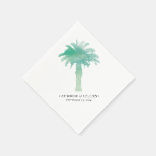 Serene Palm Tree Waterverf   Bruiloft Servet