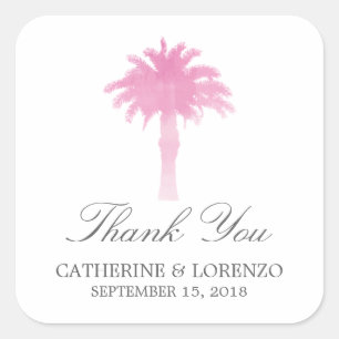 Serene Palm Tree Waterverf   Dank u Vierkante Sticker